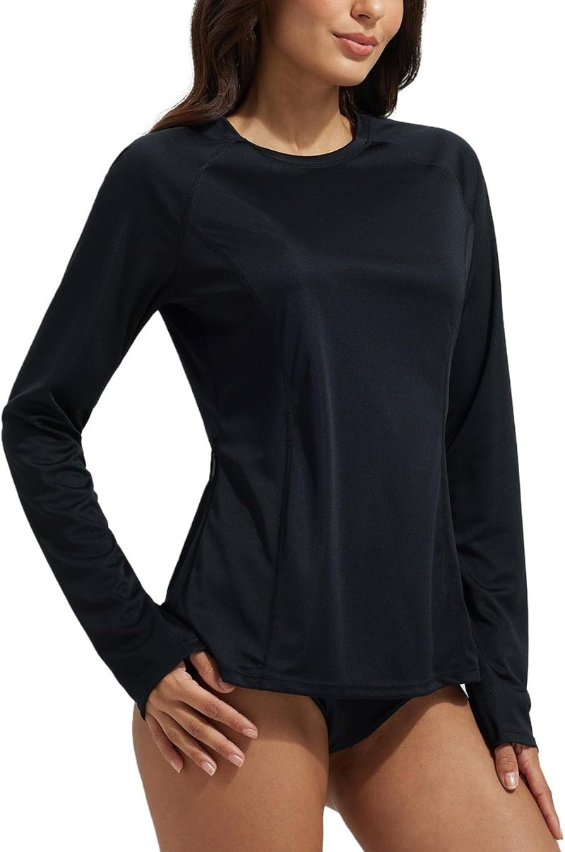Baleaf Rash Guard for Women Swim Shirts UPF 50+ UV Sun Protection Long Sleeve Swimsuit Top Zipper Pocket Thumbhole - Image 1